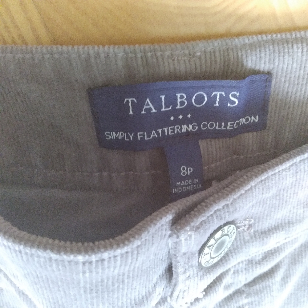 Talbots Simply Flattering Corduroy Pants‎ High Waist Straight Leg Gray 8p
